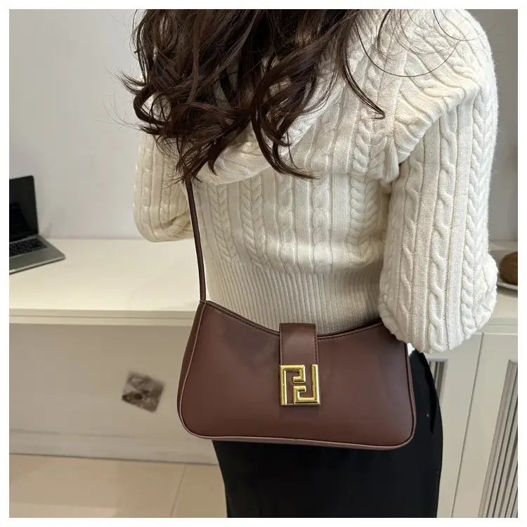 Black Fendi Style Shoulder Bag with Gold Logo — feature 19