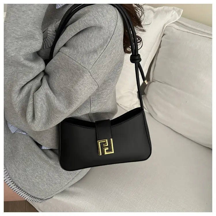 Black Fendi Style Shoulder Bag with Gold Logo — feature 25