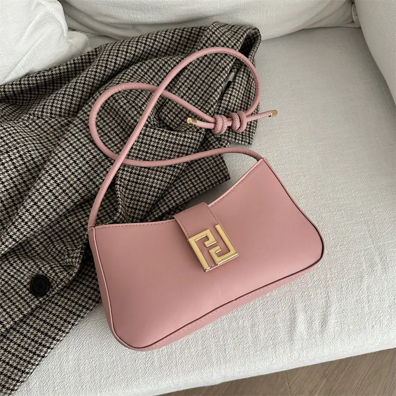 Black Fendi Style Shoulder Bag with Gold Logo - Image 2