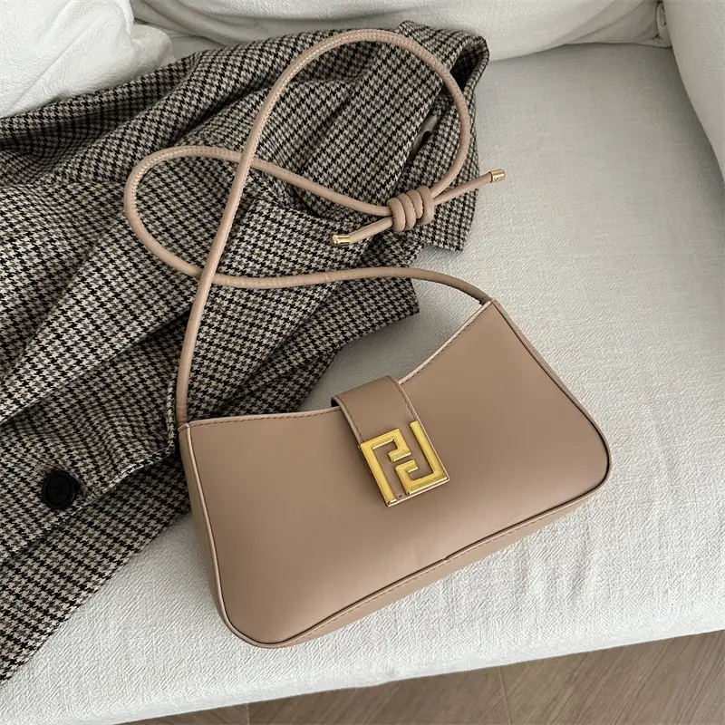 Black Fendi Style Shoulder Bag with Gold Logo - Image 4