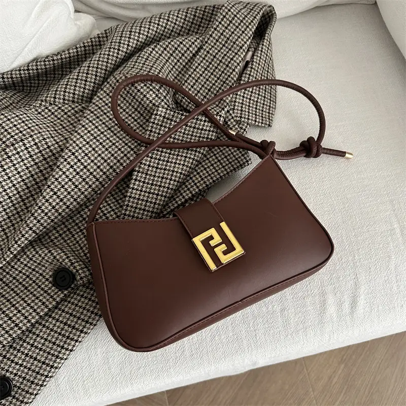 Black Fendi Style Shoulder Bag with Gold Logo - Image 5
