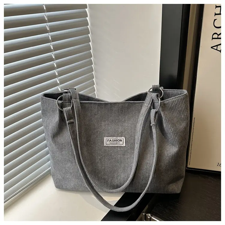 Women Brown Striped Tote Bag with Long Strap — feature 13