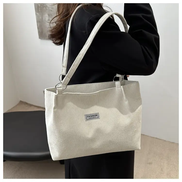 Women Brown Striped Tote Bag with Long Strap — feature 15