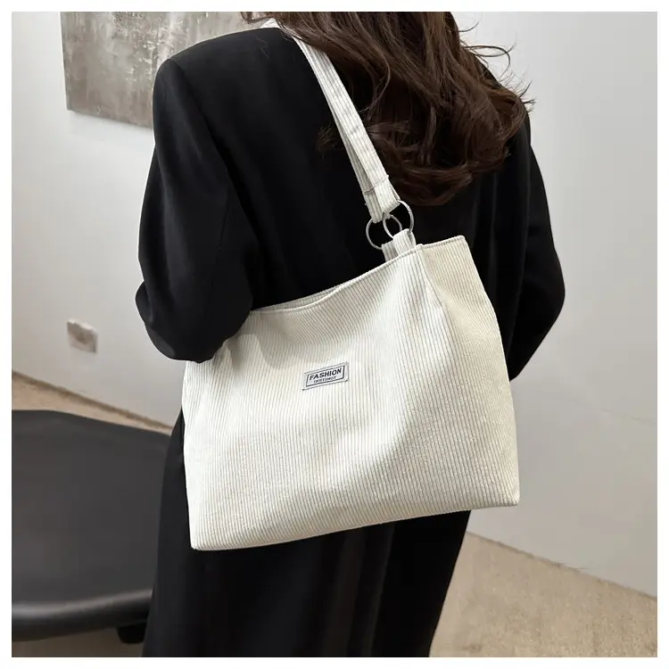 Women Brown Striped Tote Bag with Long Strap — feature 16