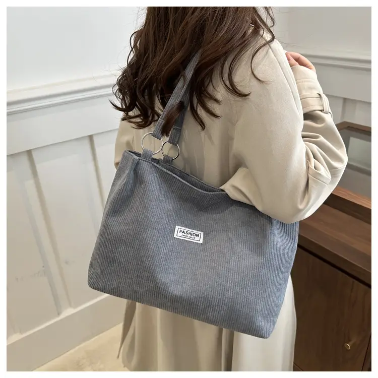 Women Brown Striped Tote Bag with Long Strap — feature 19