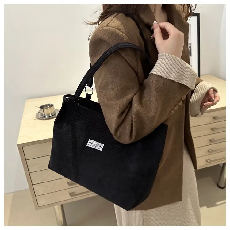 Women Brown Striped Tote Bag with Long Strap — feature 23
