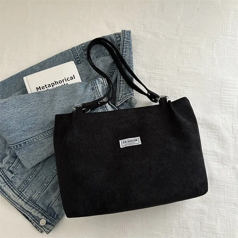 Women Brown Striped Tote Bag with Long Strap - Image 2