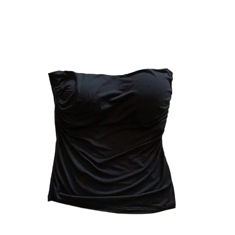 Hot Girls Pleated Thin Shoulder Strap Small Camisole Vest Women's Inner Wear Sweet Style Sleeveless Outer Wear Inner Wear Girl's Slimming Top