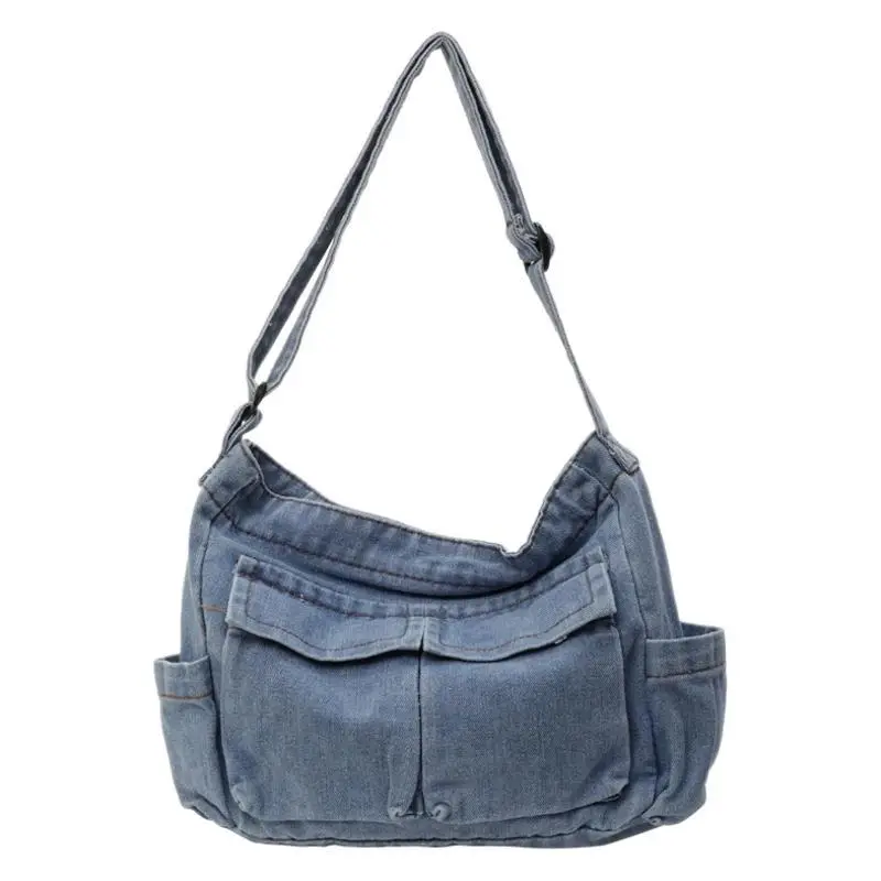 Women Denim Crossbody Bag Blue Casual Fashion - Image 9