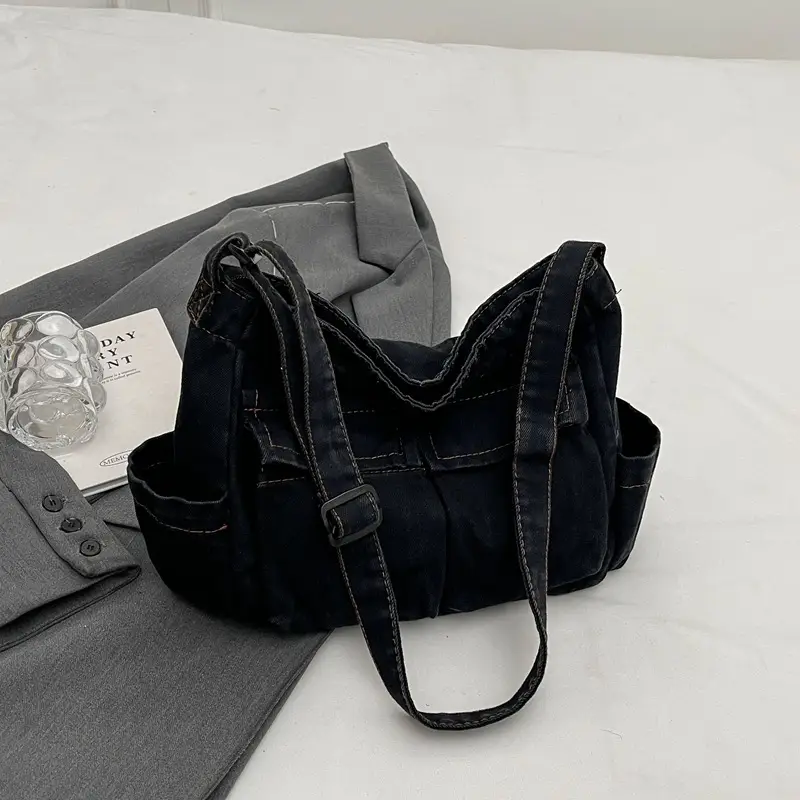 Women Denim Crossbody Bag Blue Casual Fashion - Image 4