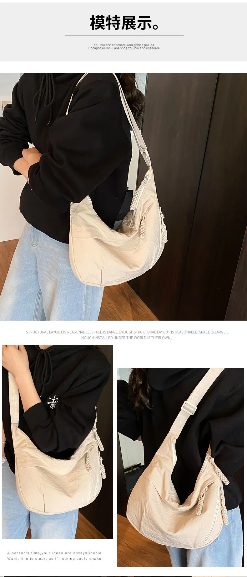 Women's Black Crossbody Shoulder Bag Large Capacity — feature 27