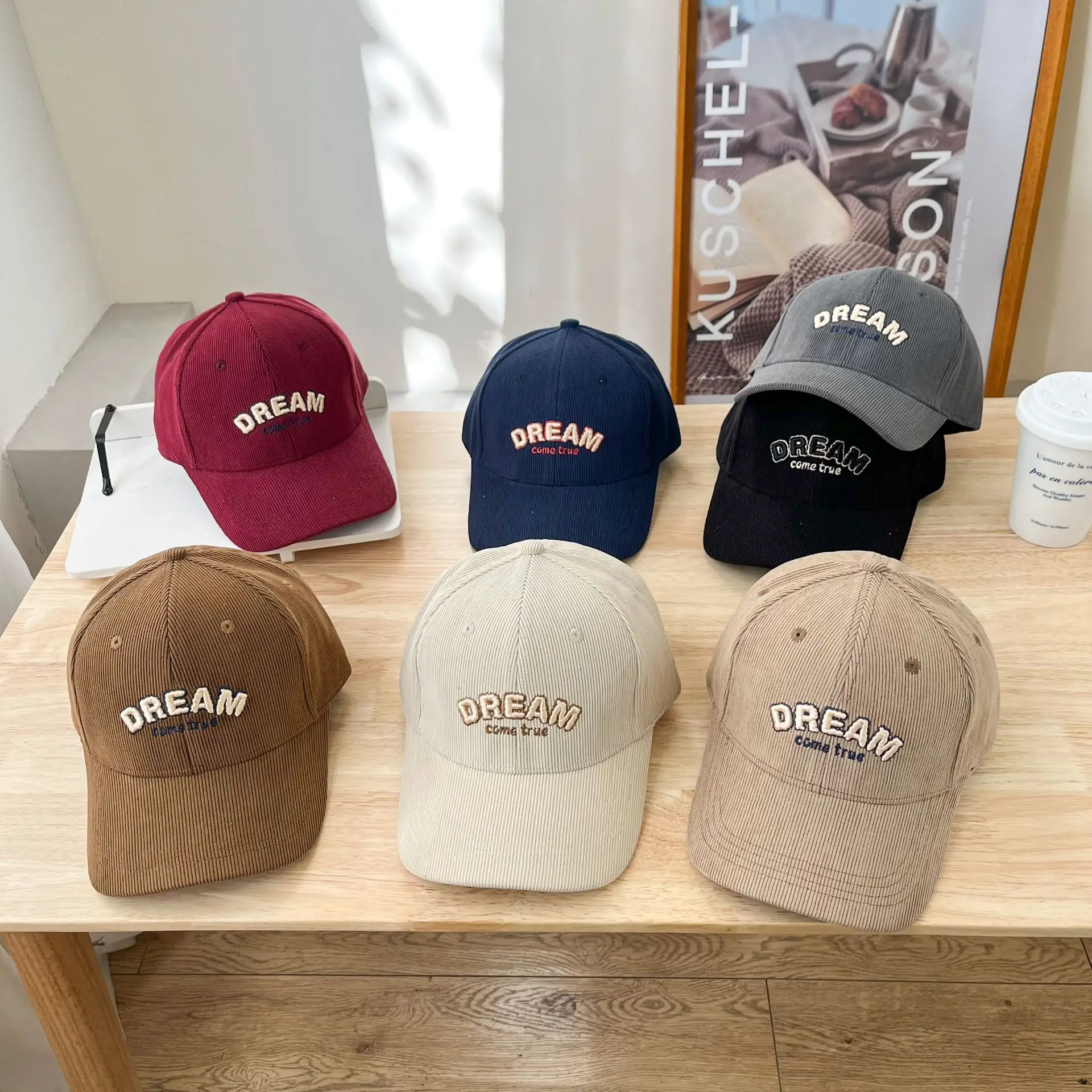 Women's Dream Logo Cap Beige Corduroy - Image 10