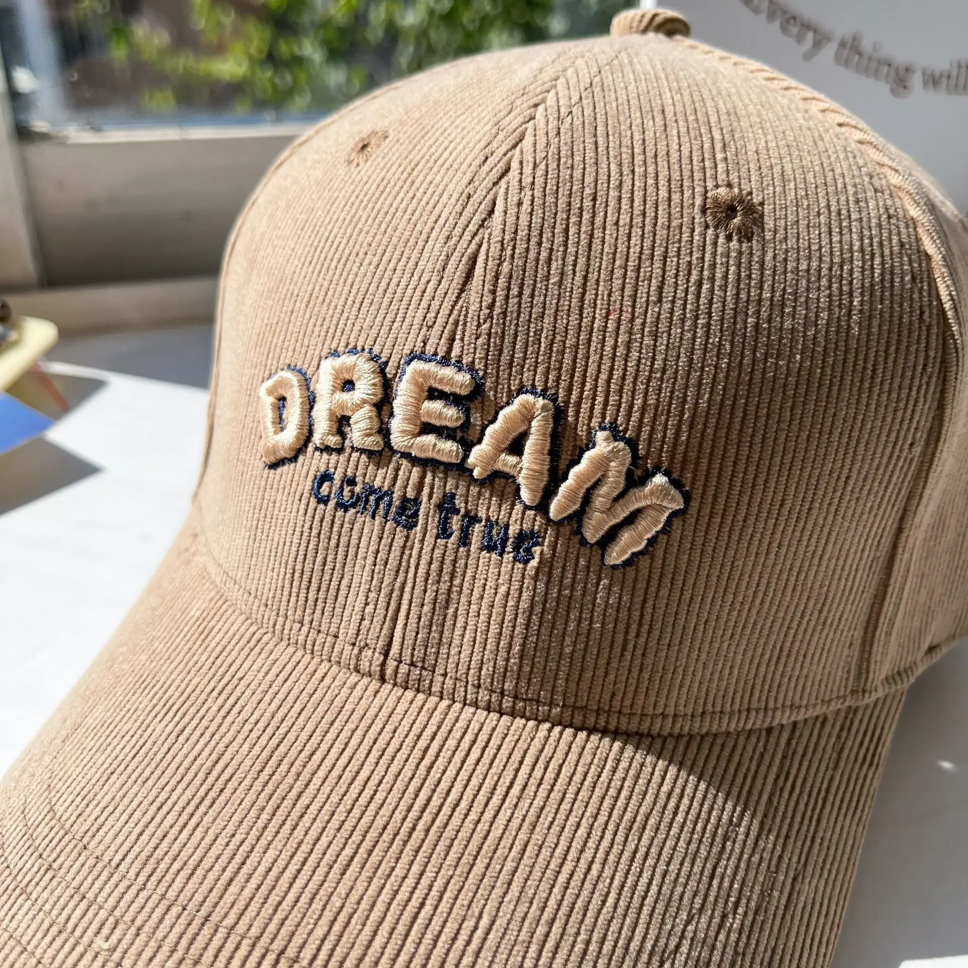 Women's Dream Logo Cap Beige Corduroy — feature 13