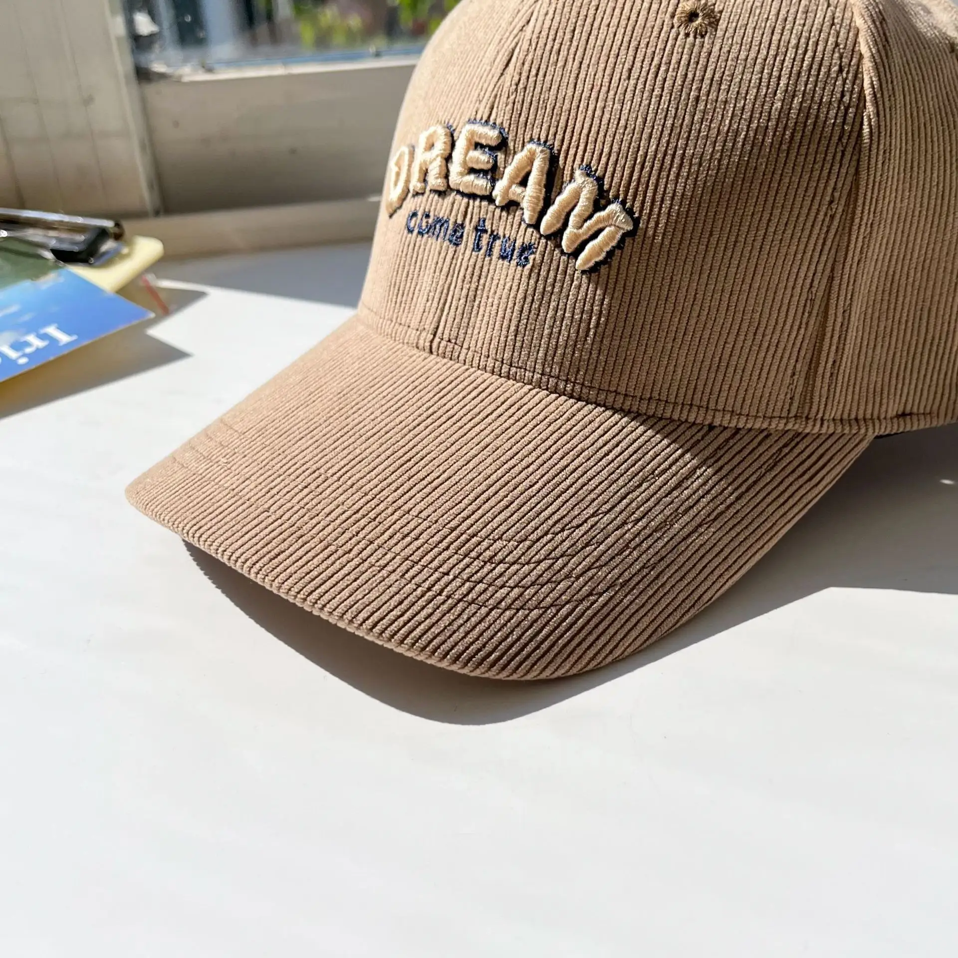 Women's Dream Logo Cap Beige Corduroy — feature 14