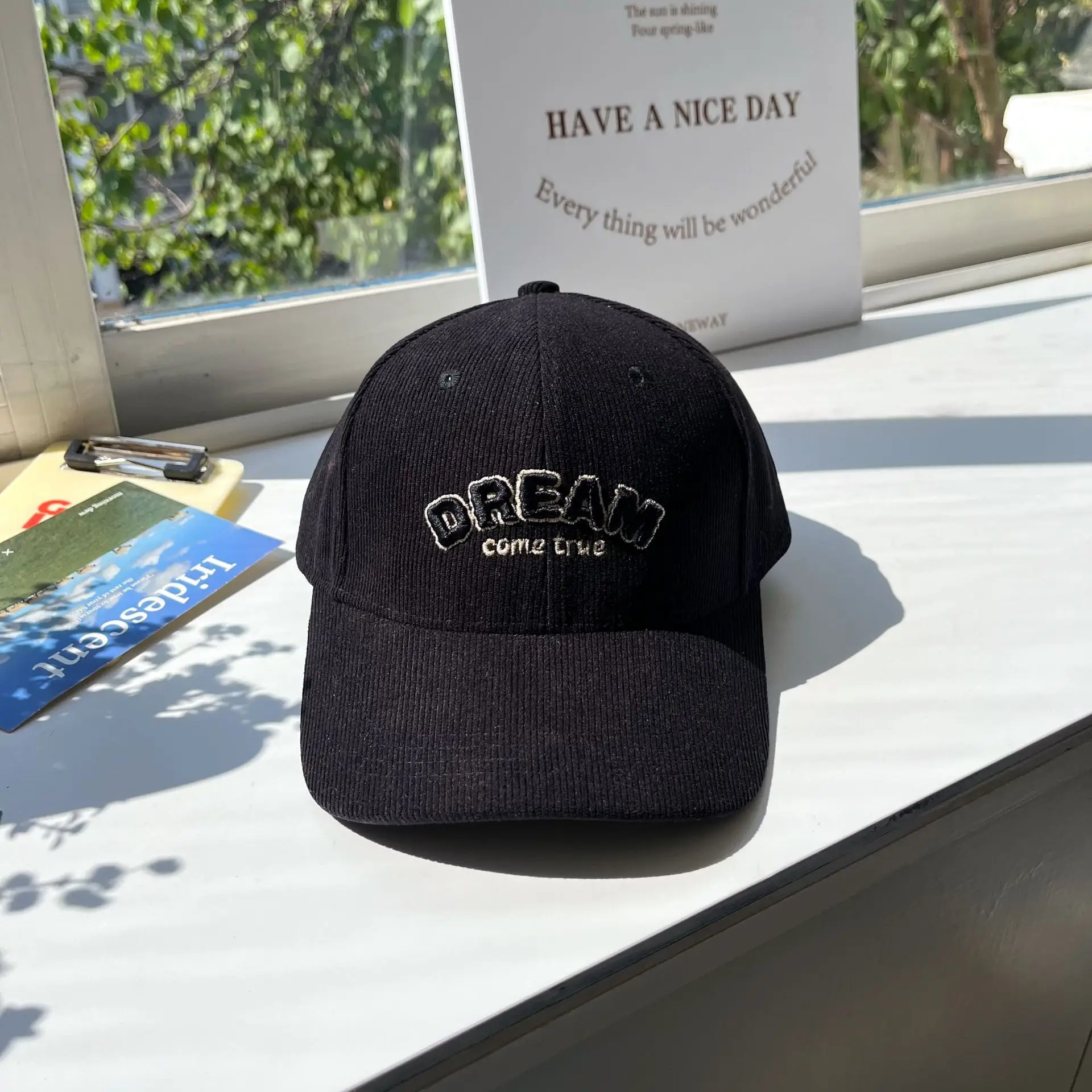 Women's Dream Logo Cap Beige Corduroy - Image 2