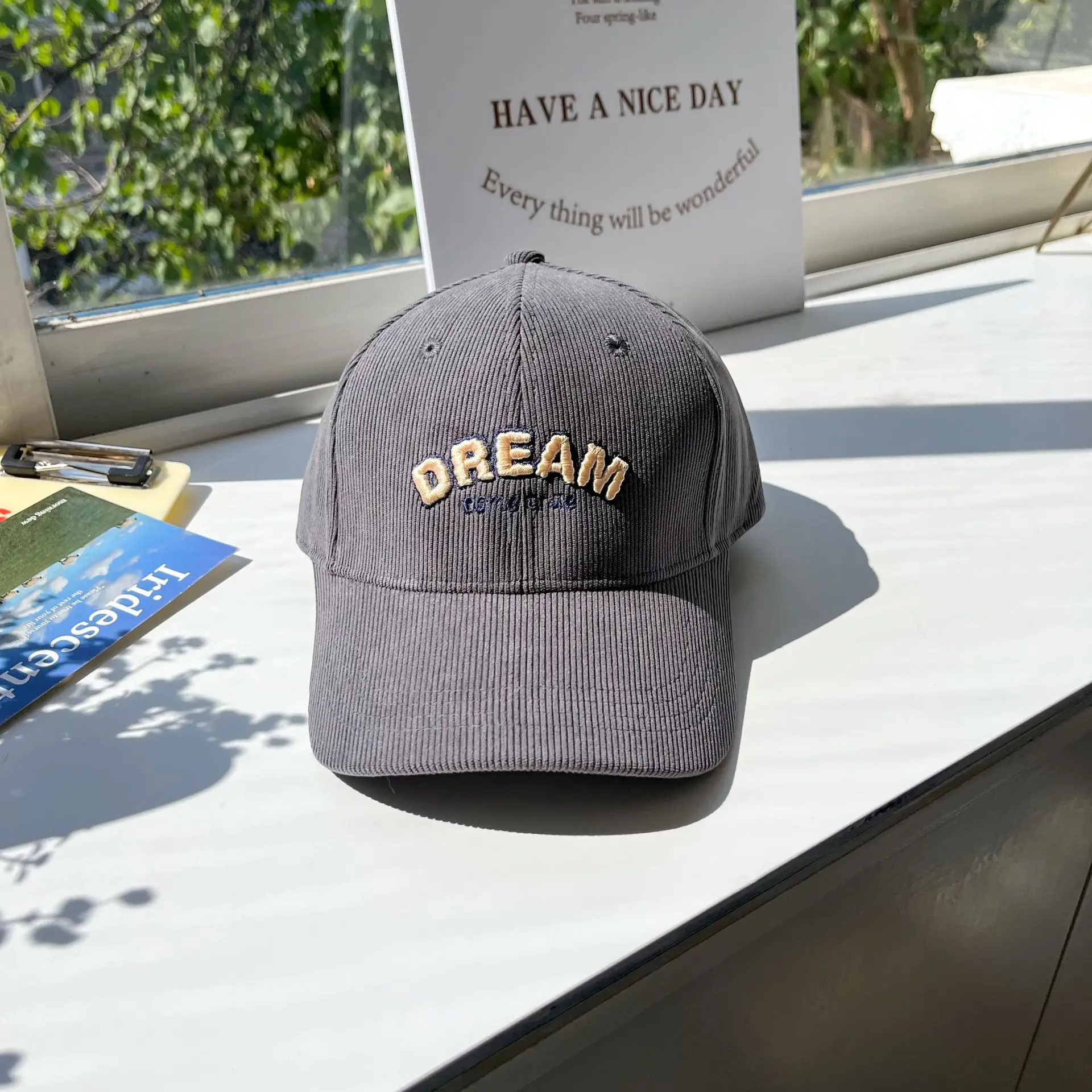 Women's Dream Logo Cap Beige Corduroy - Image 3