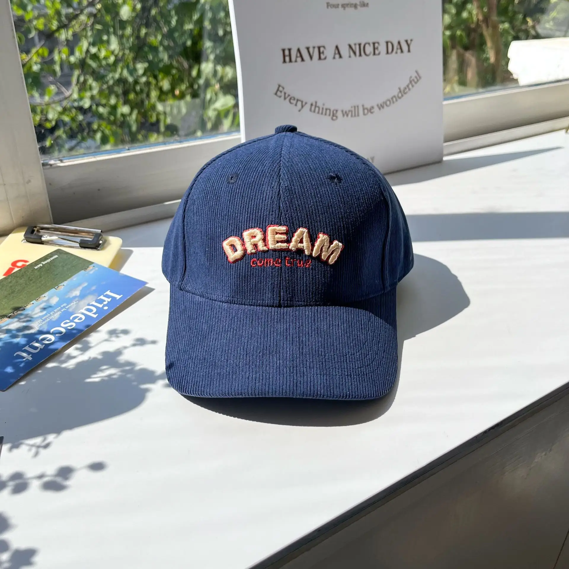 Women's Dream Logo Cap Beige Corduroy - Image 6