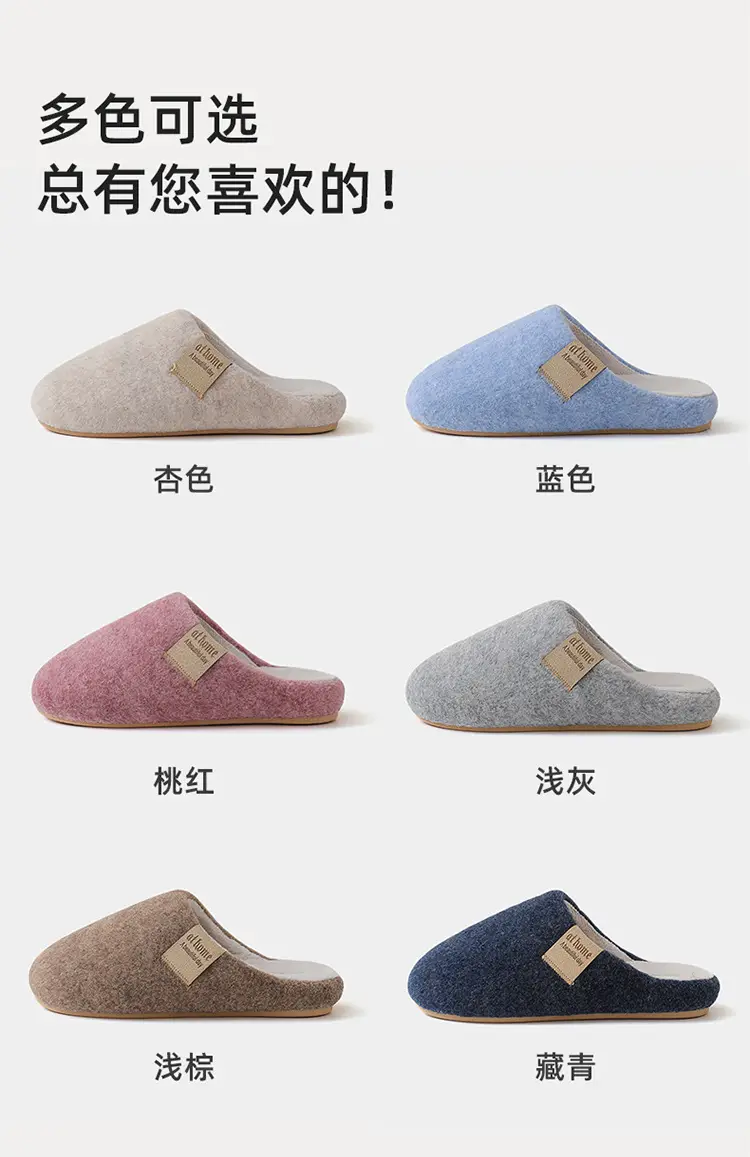 Blue Felt Cotton Women's Slippers Winter Warm Indoor — feature 13