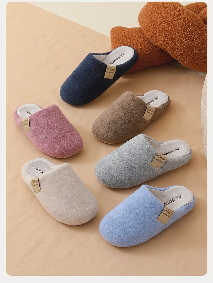 Blue Felt Cotton Women's Slippers Winter Warm Indoor — feature 19