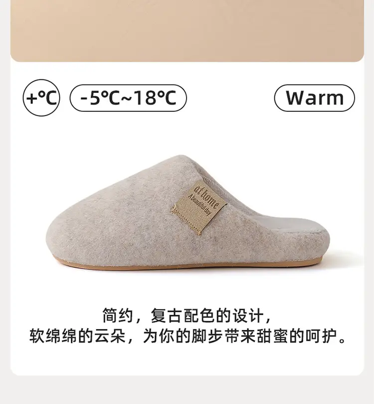 Blue Felt Cotton Women's Slippers Winter Warm Indoor — feature 3