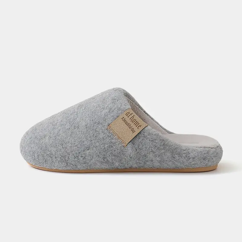 Blue Felt Cotton Women's Slippers Winter Warm Indoor