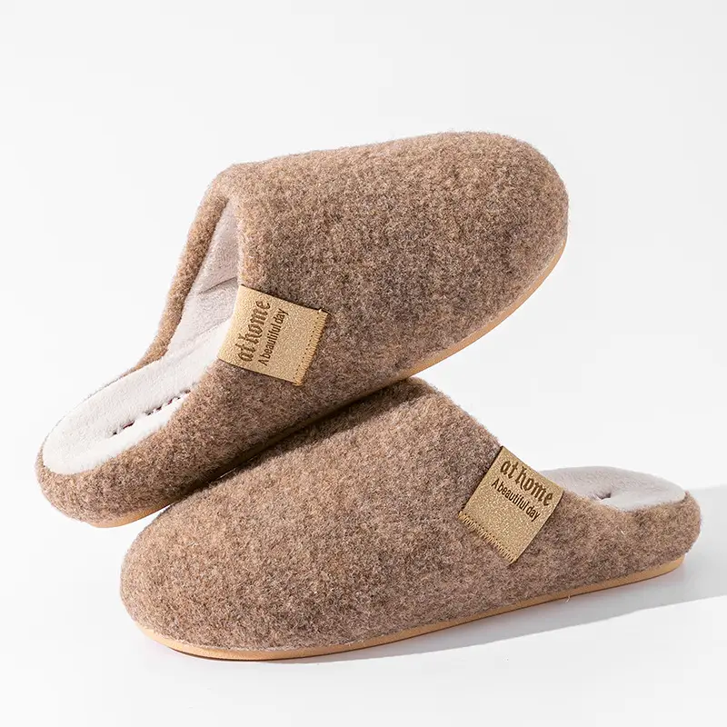 Blue Felt Cotton Women's Slippers Winter Warm Indoor