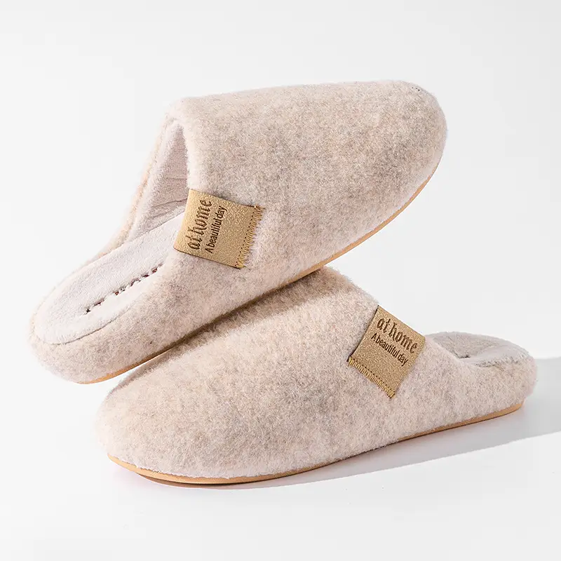 Blue Felt Cotton Women's Slippers Winter Warm Indoor