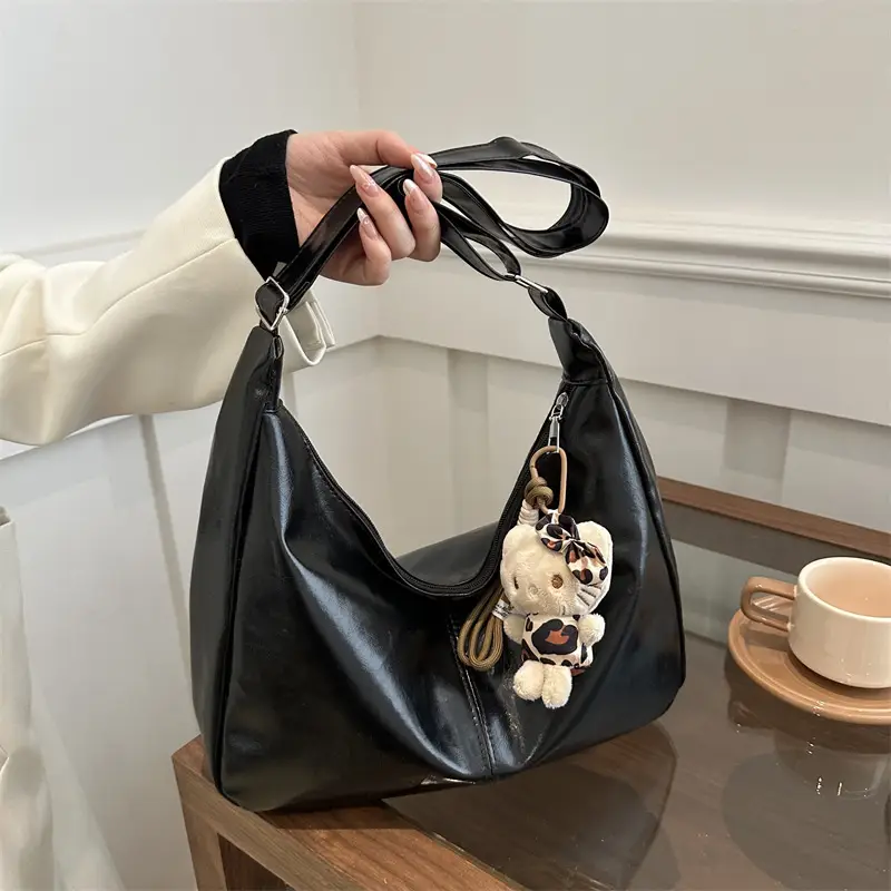 Black Large Capacity Women's Shoulder Crossbody Bag