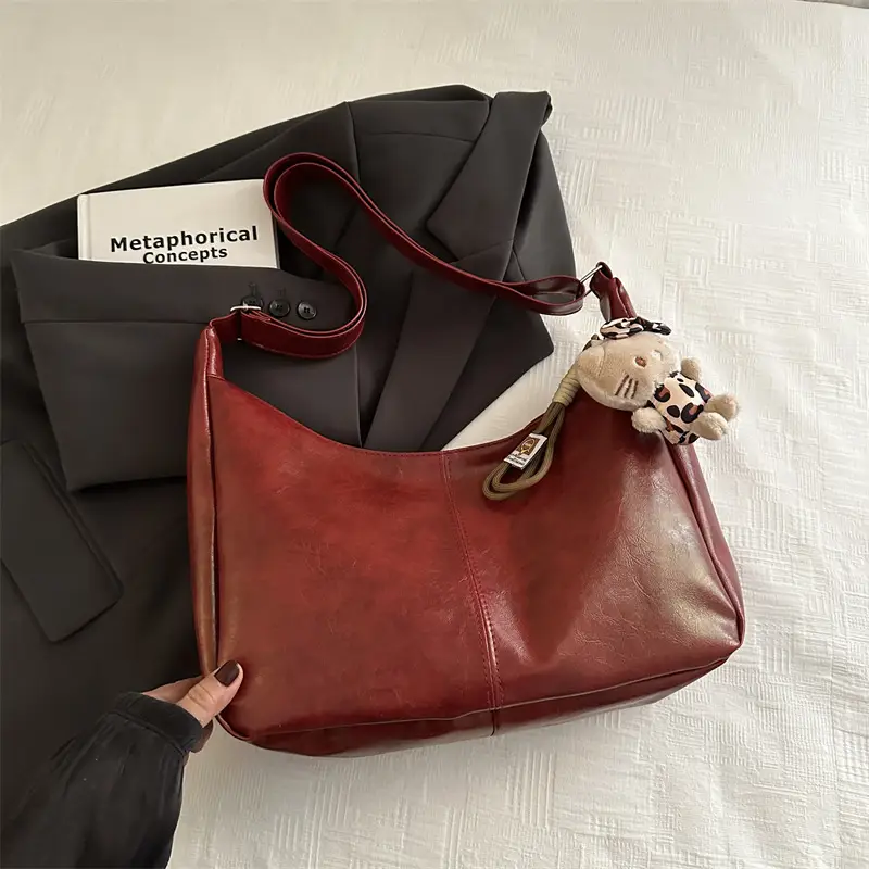 Black Large Capacity Women's Shoulder Crossbody Bag