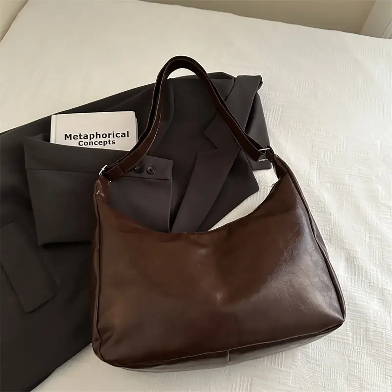Black Large Capacity Women's Shoulder Crossbody Bag