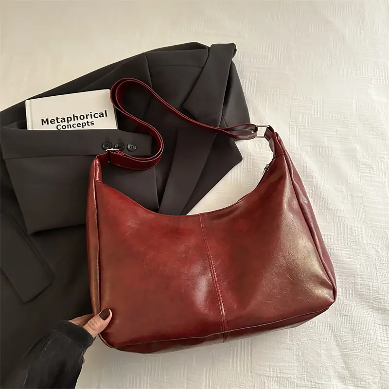 Black Large Capacity Women's Shoulder Crossbody Bag