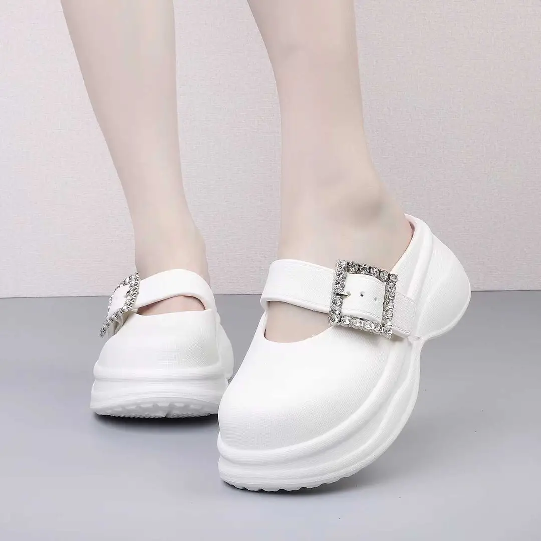2024 Spring New Casual Comfortable Outfit Thick Bottom Half Slippers Women's Soft Bottom Fashionable Sandals and Slippers Platform Bottom — feature 10