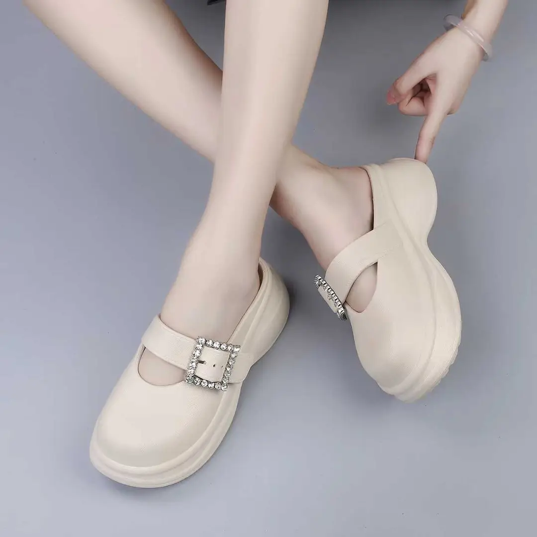 2024 Spring New Casual Comfortable Outfit Thick Bottom Half Slippers Women's Soft Bottom Fashionable Sandals and Slippers Platform Bottom — feature 12
