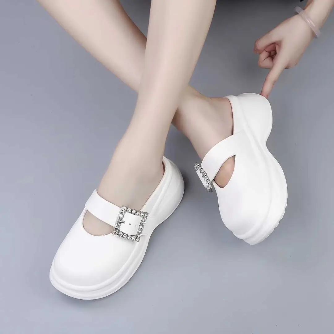 2024 Spring New Casual Comfortable Outfit Thick Bottom Half Slippers Women's Soft Bottom Fashionable Sandals and Slippers Platform Bottom — feature 7