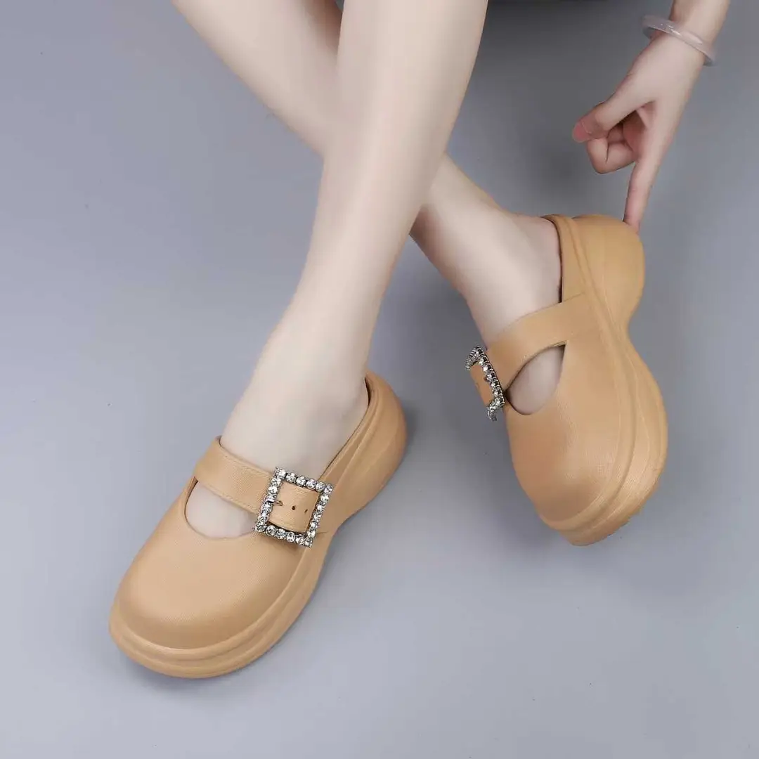 2024 Spring New Casual Comfortable Outfit Thick Bottom Half Slippers Women's Soft Bottom Fashionable Sandals and Slippers Platform Bottom — feature 9