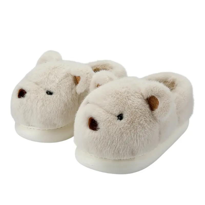 Cotton Slippers with Heel for Men and Women Couple Mao Mao Shoes Non-slip Warm Winter Home fleece-lined Thickened Cute Bear Cotton Shoes - Image 7