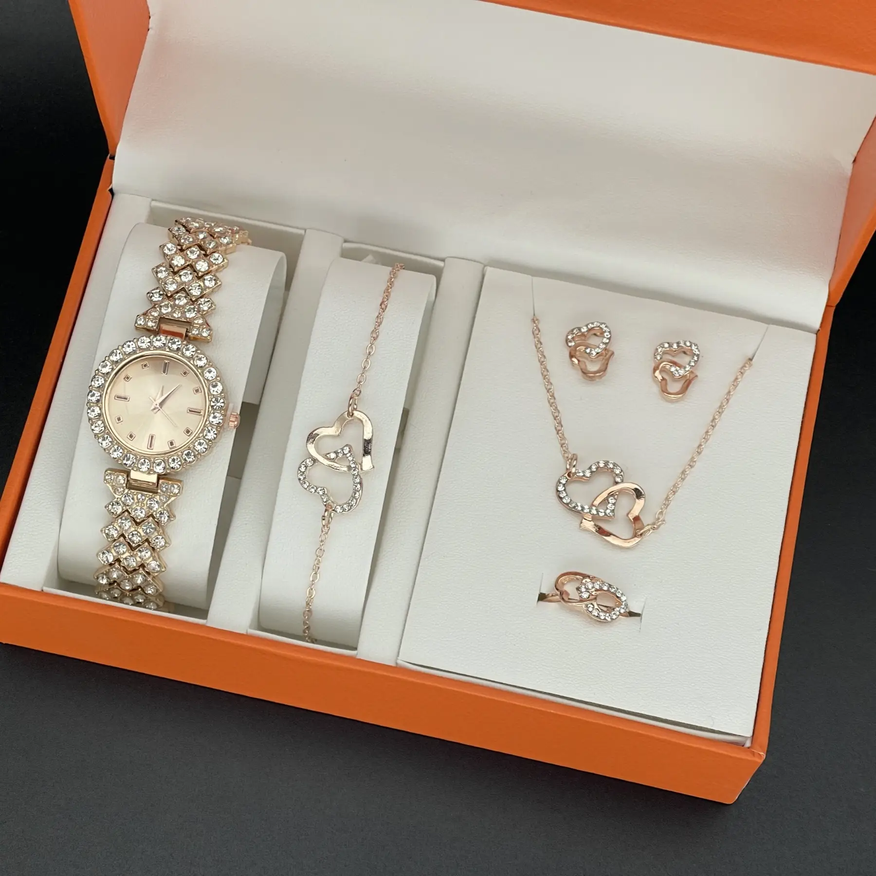 Women's Diamond Watch Accessories Box 5pcs Suit Orange - Image 3