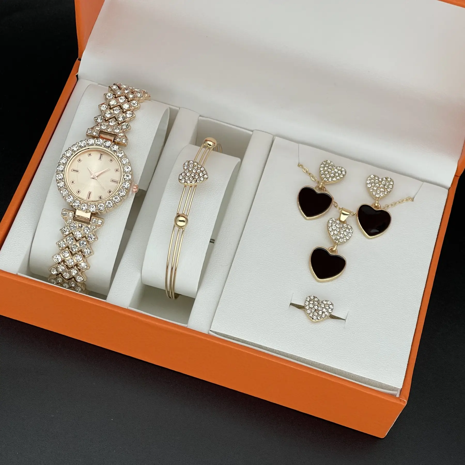 Women's Diamond Watch Accessories Box 5pcs Suit Orange - Image 7