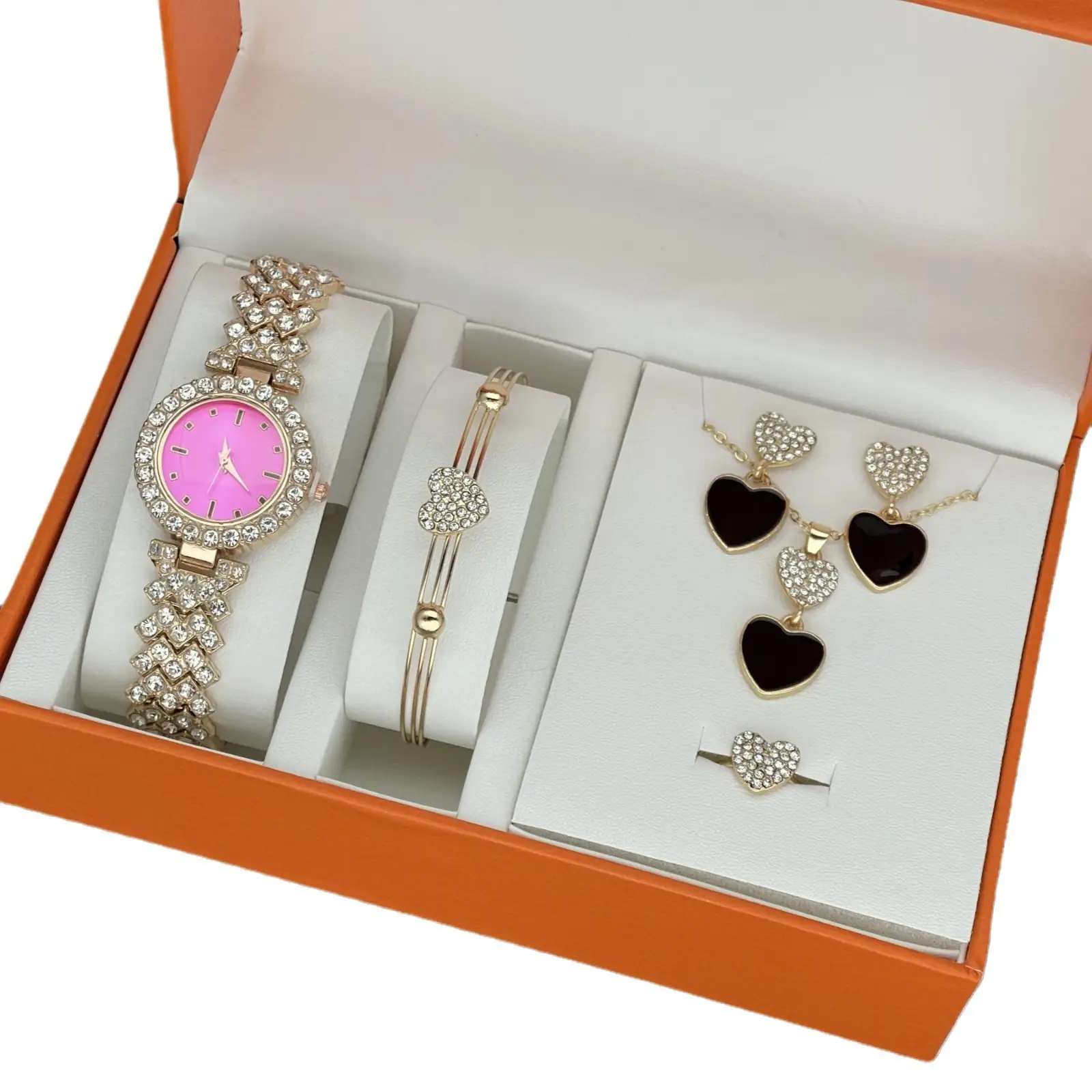 Women's Diamond Watch Accessories Box 5pcs Suit Orange - Image 12