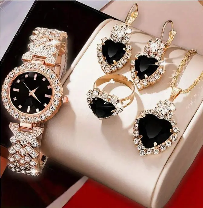 Women's Diamond Watch Accessories Box 5pcs Suit Orange — feature 3