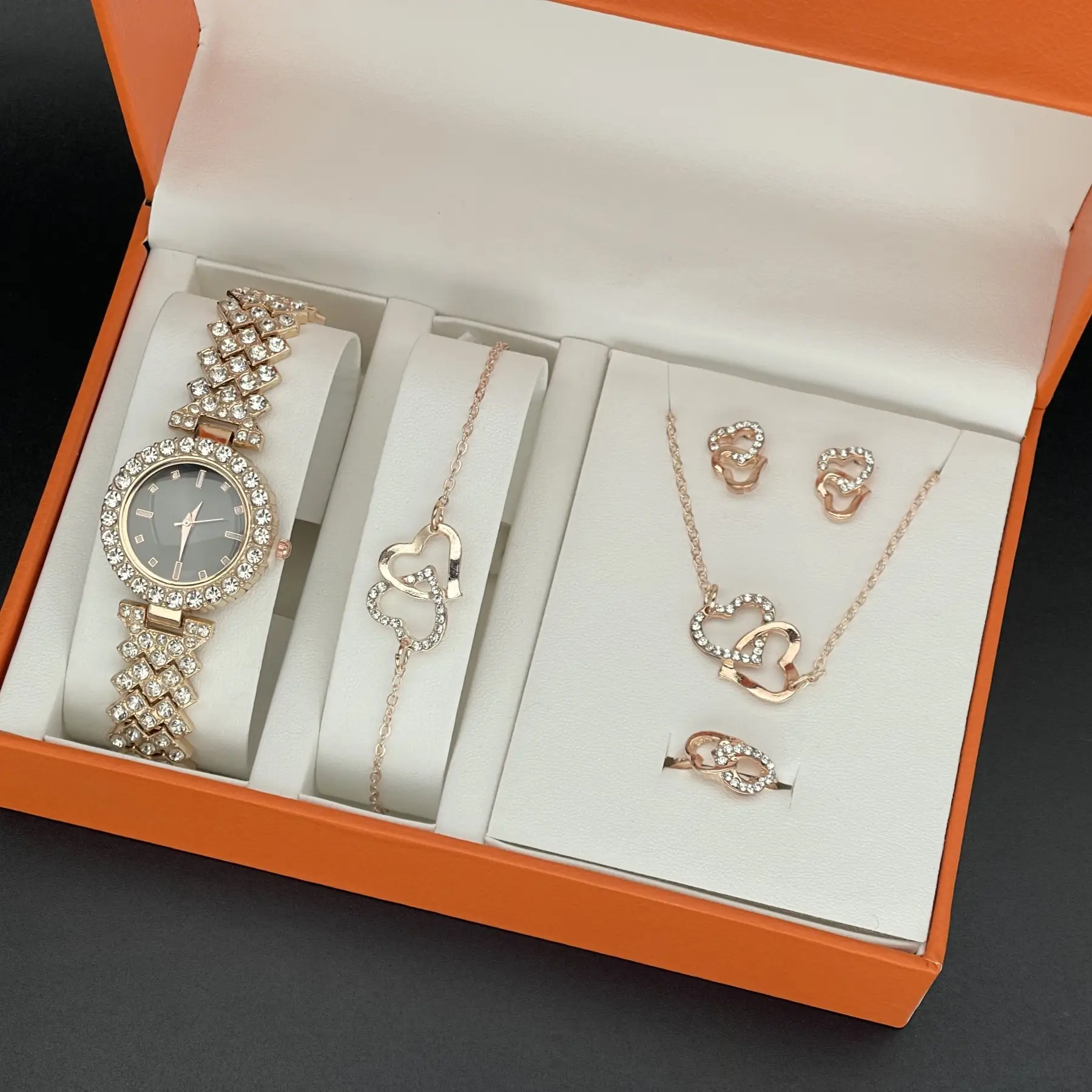 Women's Diamond Watch Accessories Box 5pcs Suit Orange - Image 4