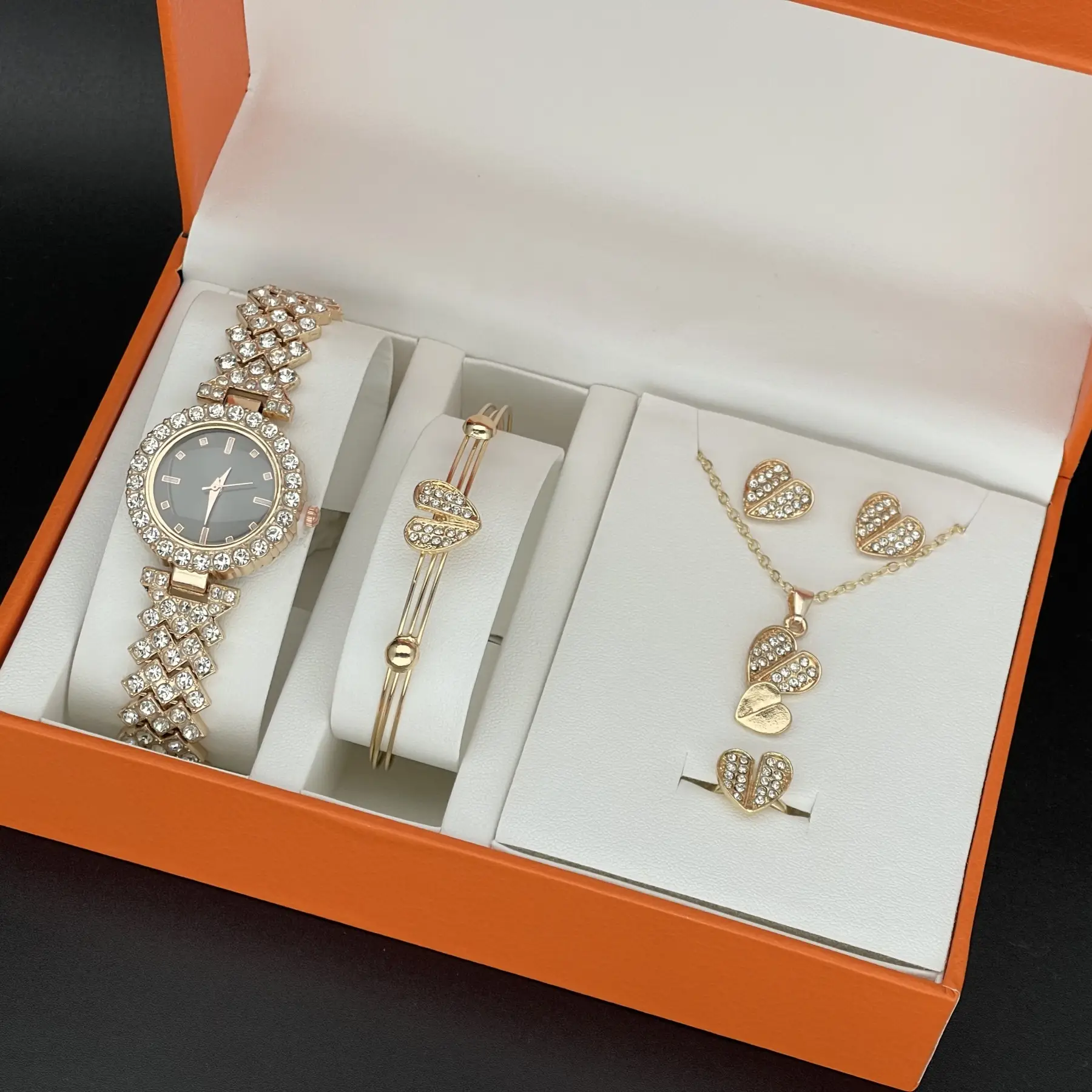 Women's Diamond Watch Accessories Box 5pcs Suit Orange - Image 6