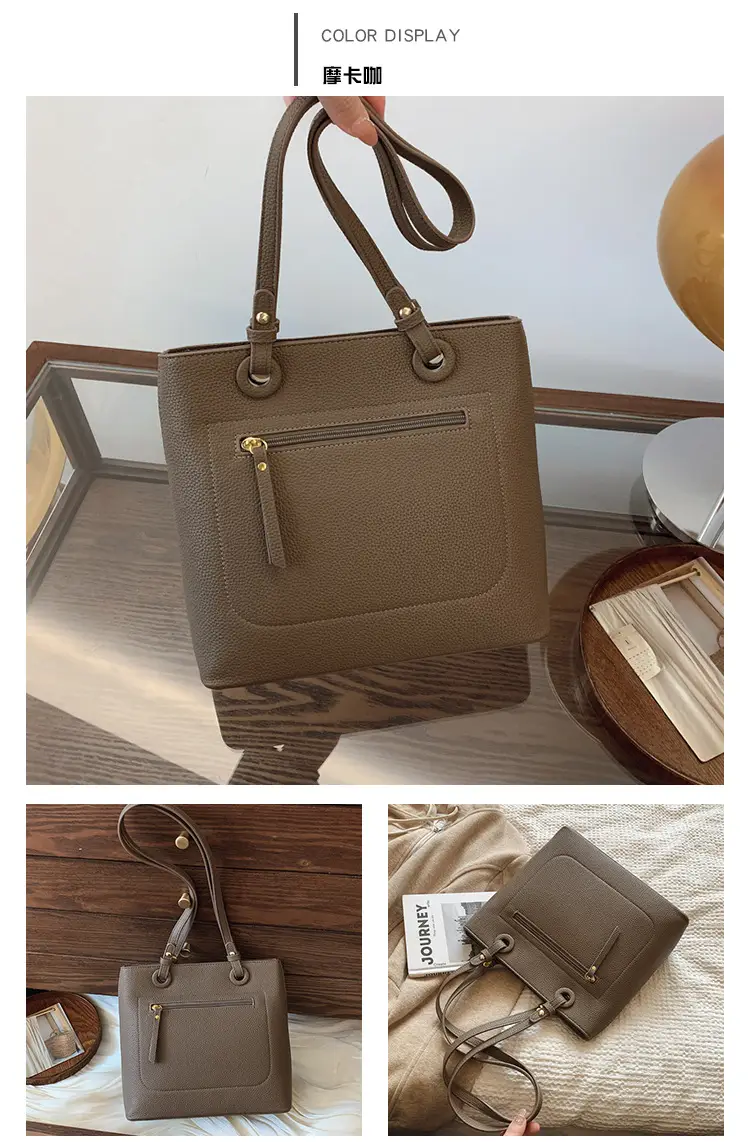Women's Large Capacity Tan Shoulder Tote Bag 2024 — feature 16