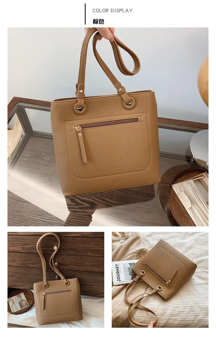 Women's Large Capacity Tan Shoulder Tote Bag 2024 — feature 17