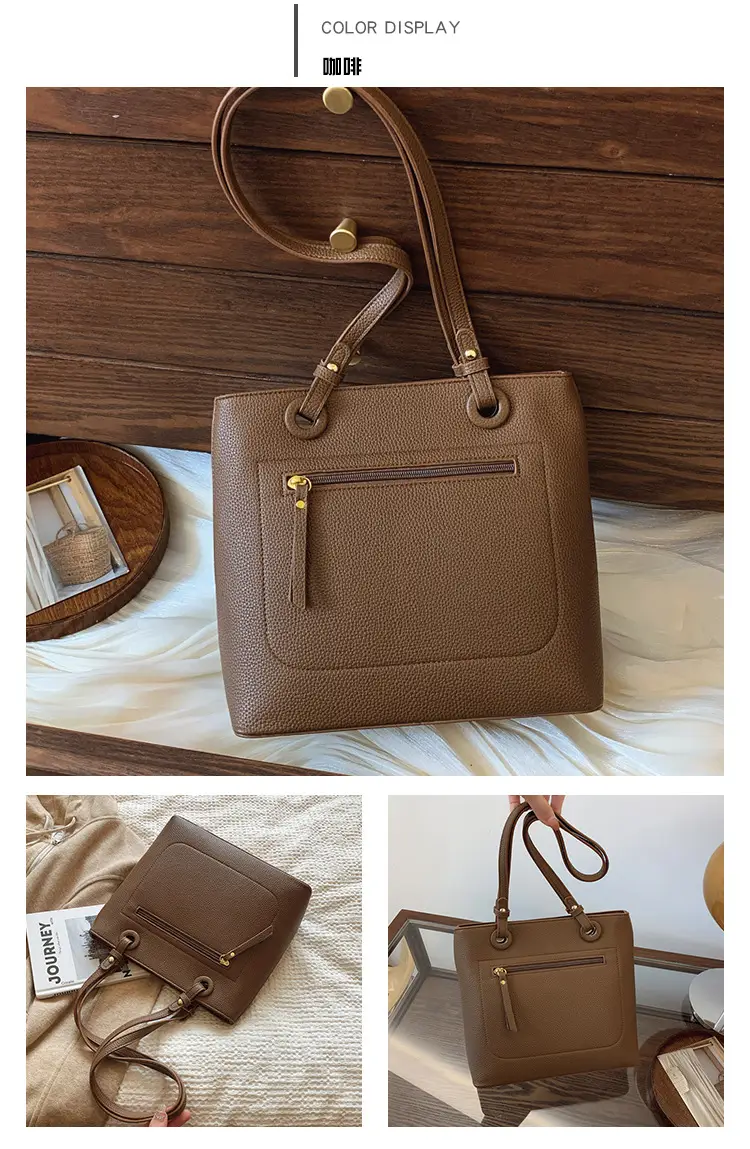 Women's Large Capacity Tan Shoulder Tote Bag 2024 — feature 18