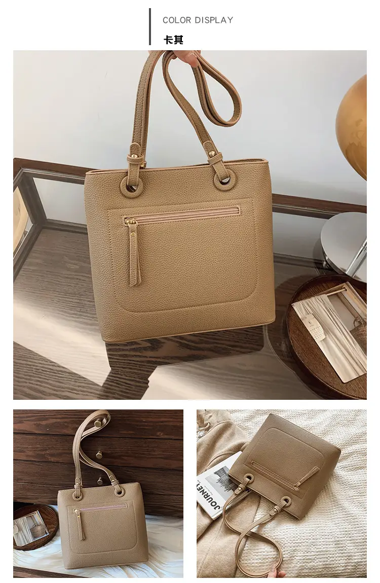 Women's Large Capacity Tan Shoulder Tote Bag 2024 — feature 19