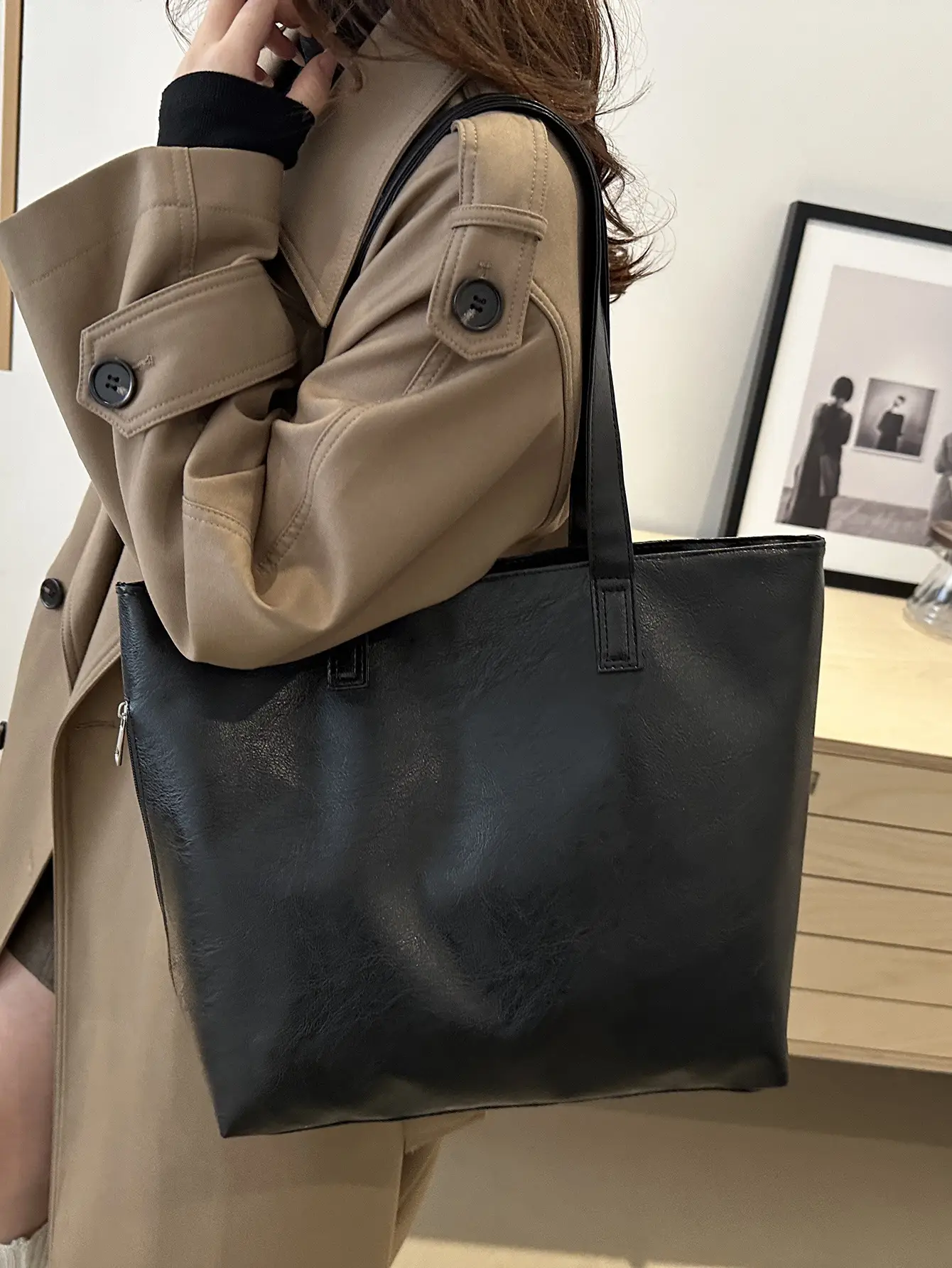 Women's Brown Leather Large Tote Bag