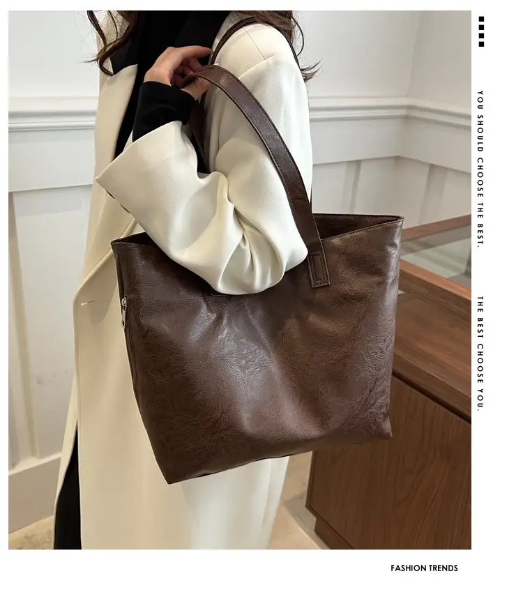 Women's Brown Leather Large Tote Bag — feature 1