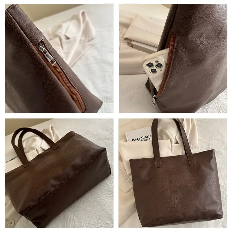 Women's Brown Leather Large Tote Bag — feature 16