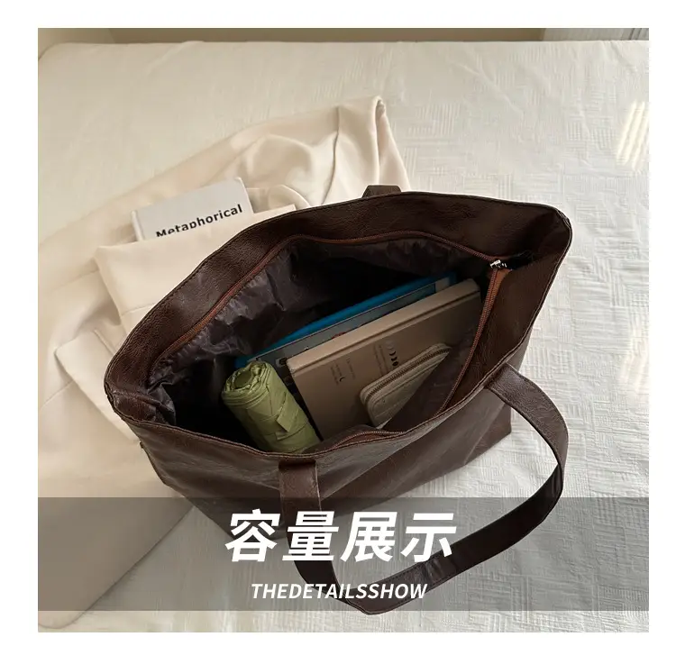 Women's Brown Leather Large Tote Bag — feature 6